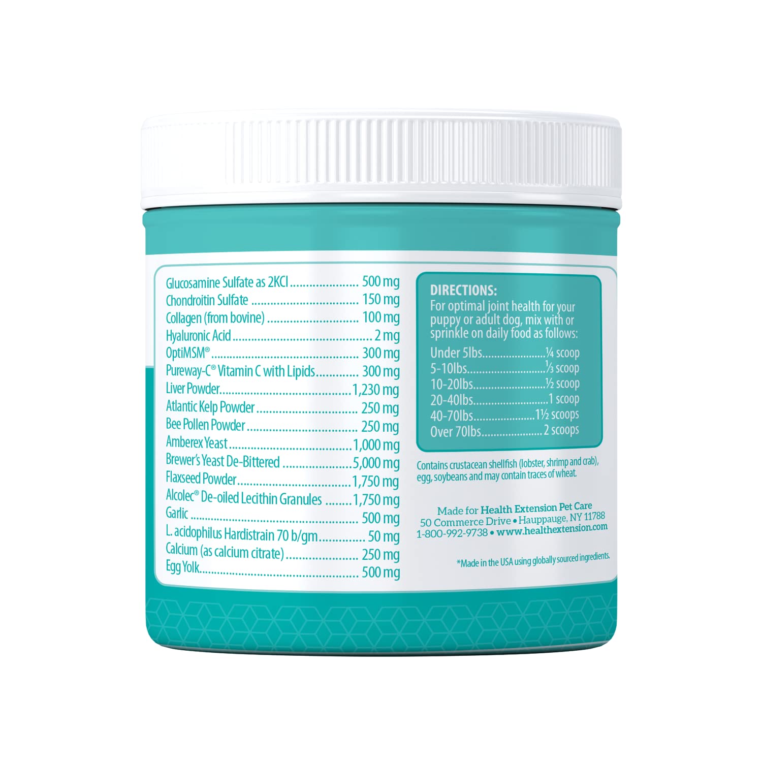 Health Extension Chondroitin powder ready to mix into dog meals for joint support
