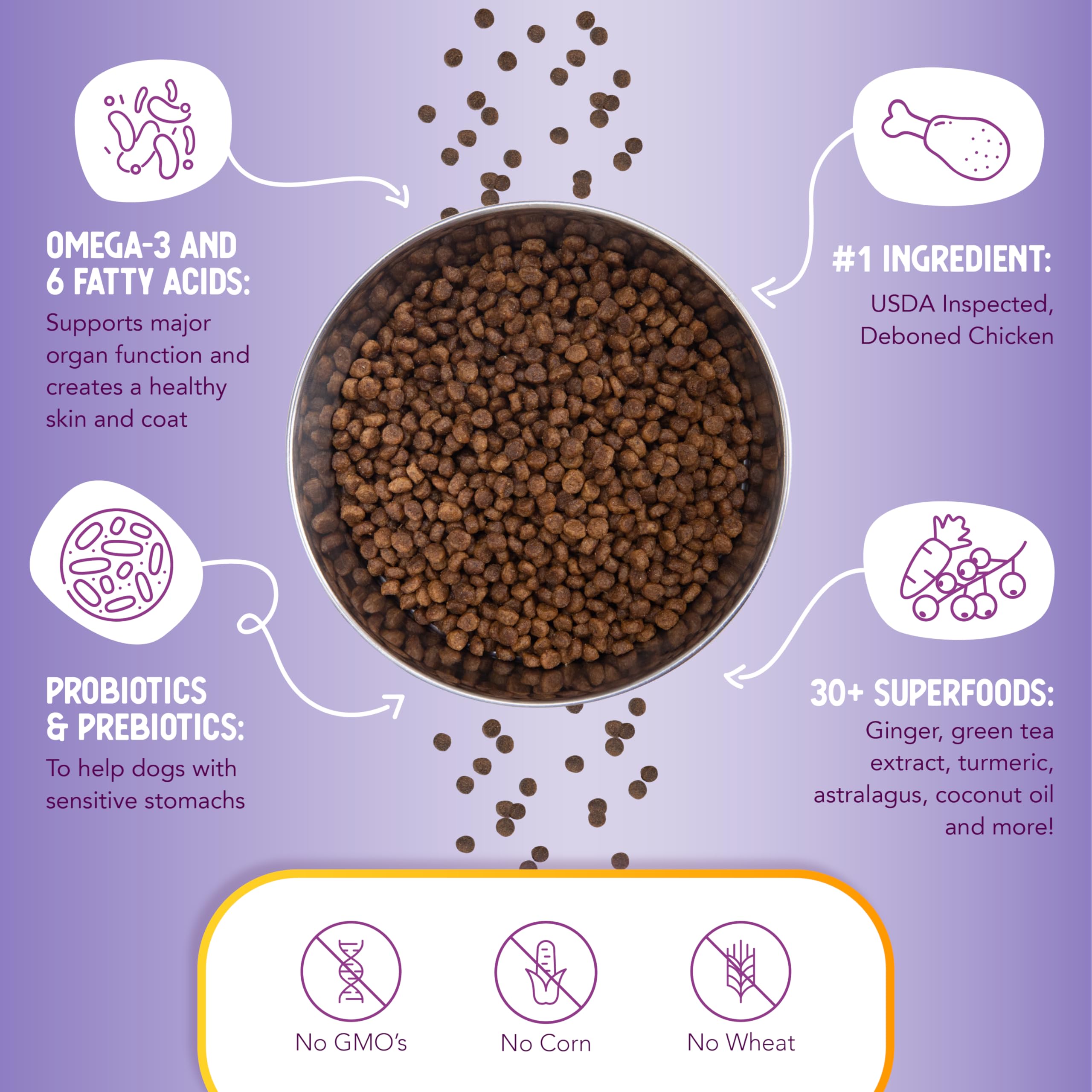 Health Extension Little Bites close-up shows kibble texture and bite-sized shape.