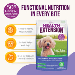Health Extension Little Bites Lite deboned chicken first formula provides lean protein.