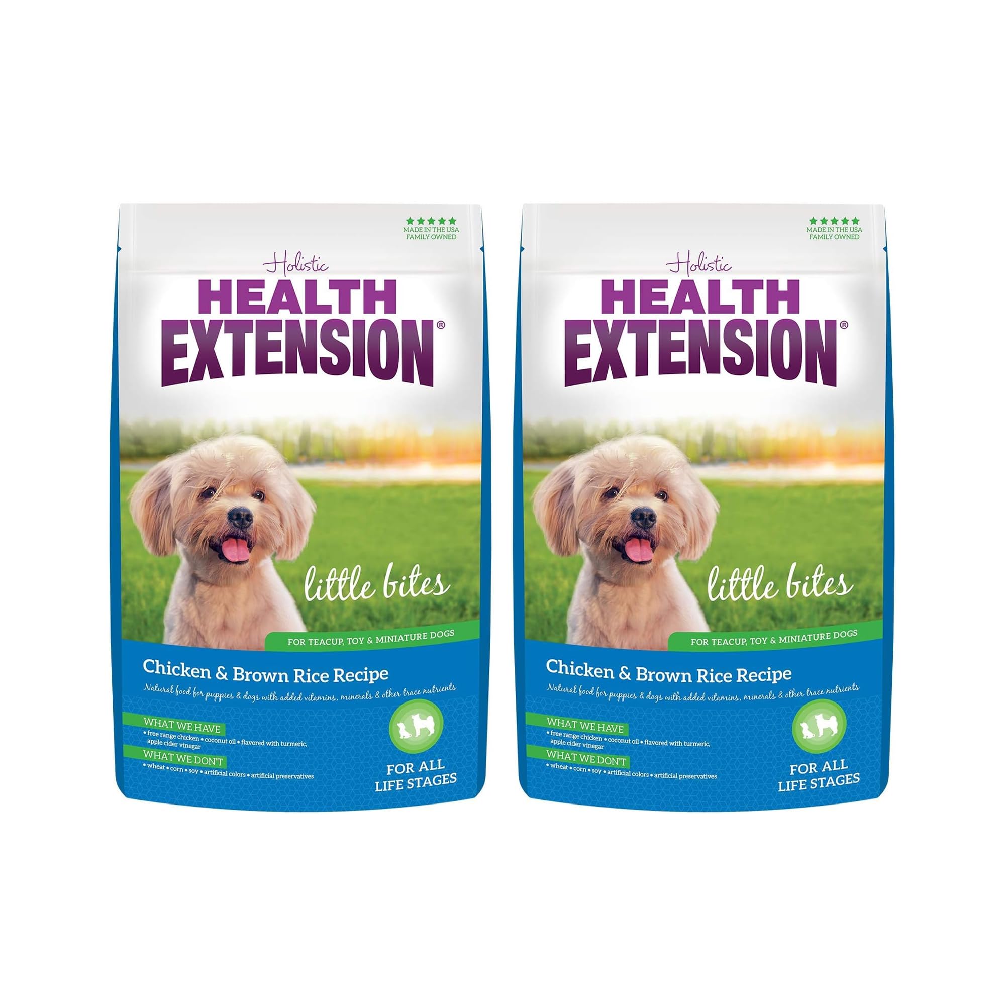 Health Extension Little Bites small-breed kibble closeup for easy eating.
