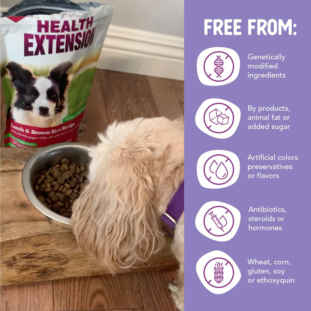 Health Extension no artificial additives label on bag signals clean ingredients.