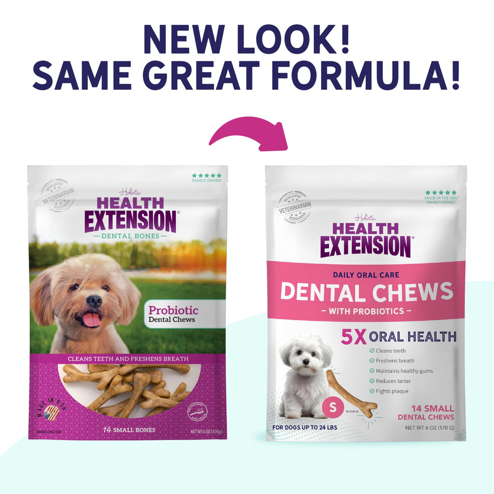 Health Extension Probiotic Dental Bones ideal as training reward for good behavior.