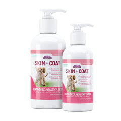 Health Extension Skin & Coat bottle with dosing spoon demonstrates simple daily use.