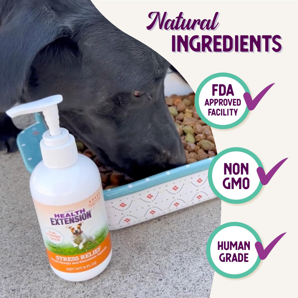 Health Extension Stress Relief liquid formula enables simple shake-and-serve dosing.