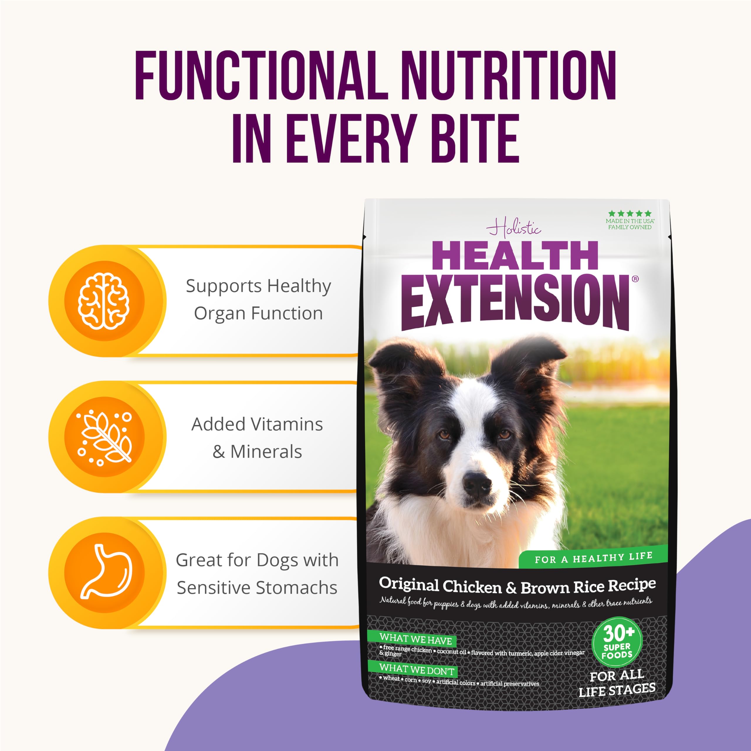 Health Extension superfoods blend with turmeric and berries close-up for natural nutrition.