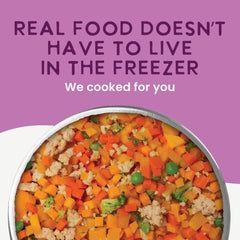 Health Extension serving suggestion showing a dog enjoying a meal