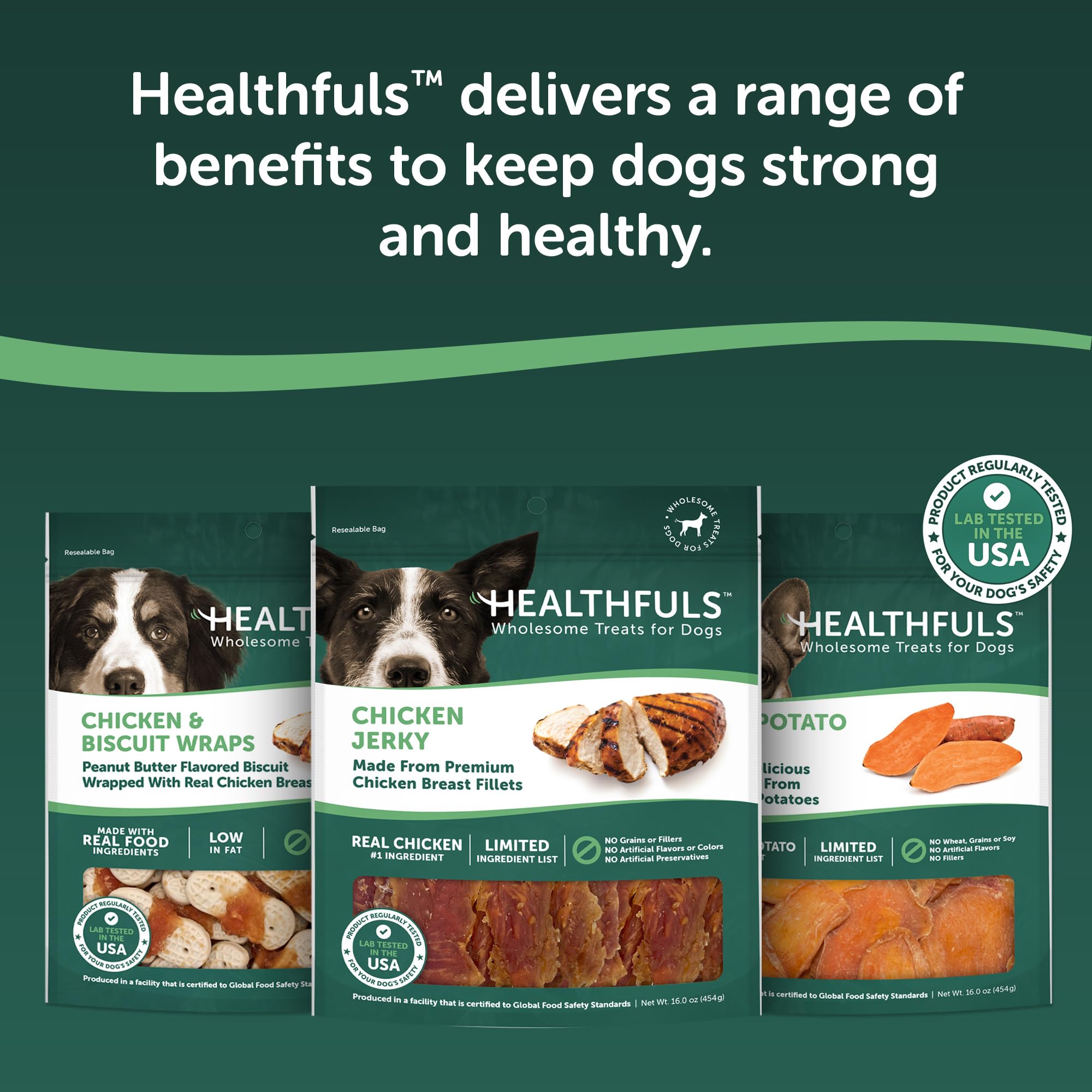 Healthfuls Wag Tails Jerky 20oz bag for easy serving and storage