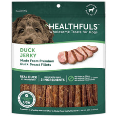 HEALTHFULS Westminster Wag N Tails duck jerky bite close-up for high-protein training reward