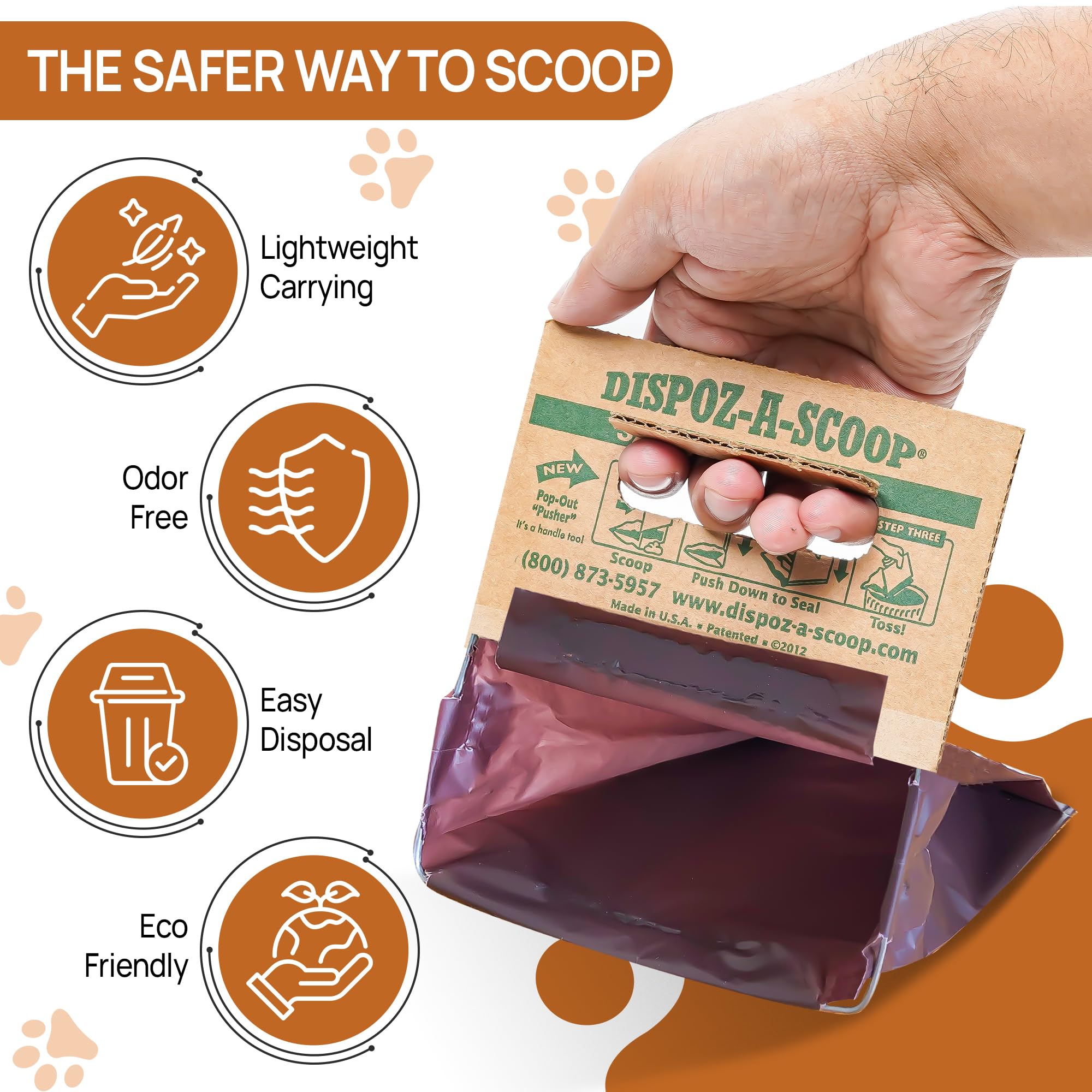 Healthpro Dispoz-A-Scoop scoop-action demonstrates quick no-touch pickup during walks.