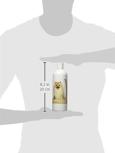 Healthy Breeds Pomeranian Oatmeal Shampoo ingredients graphic highlights hypoallergenic, pH balanced formula