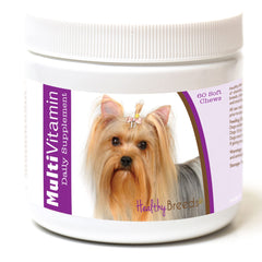 Healthy Breeds Yorkshire Terrier Multi-Vitamin soft chews for coat and digestion.