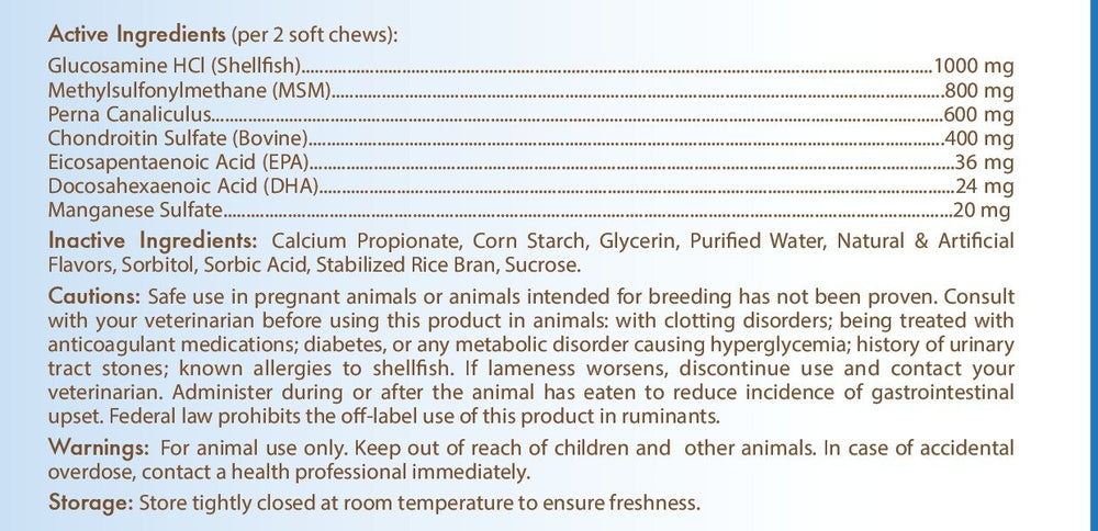 Healthy Breeds Z-Flex Max ingredients panel with Glucosamine, Chondroitin, Perna canaliculus, omega oils for mobility