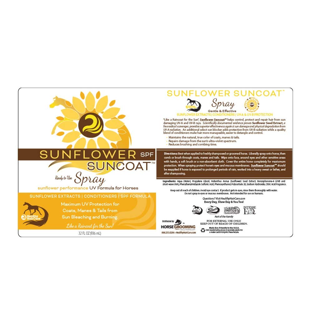 Healthy Haircare Product Sunflower Suncoat SPF being applied for UV protection.