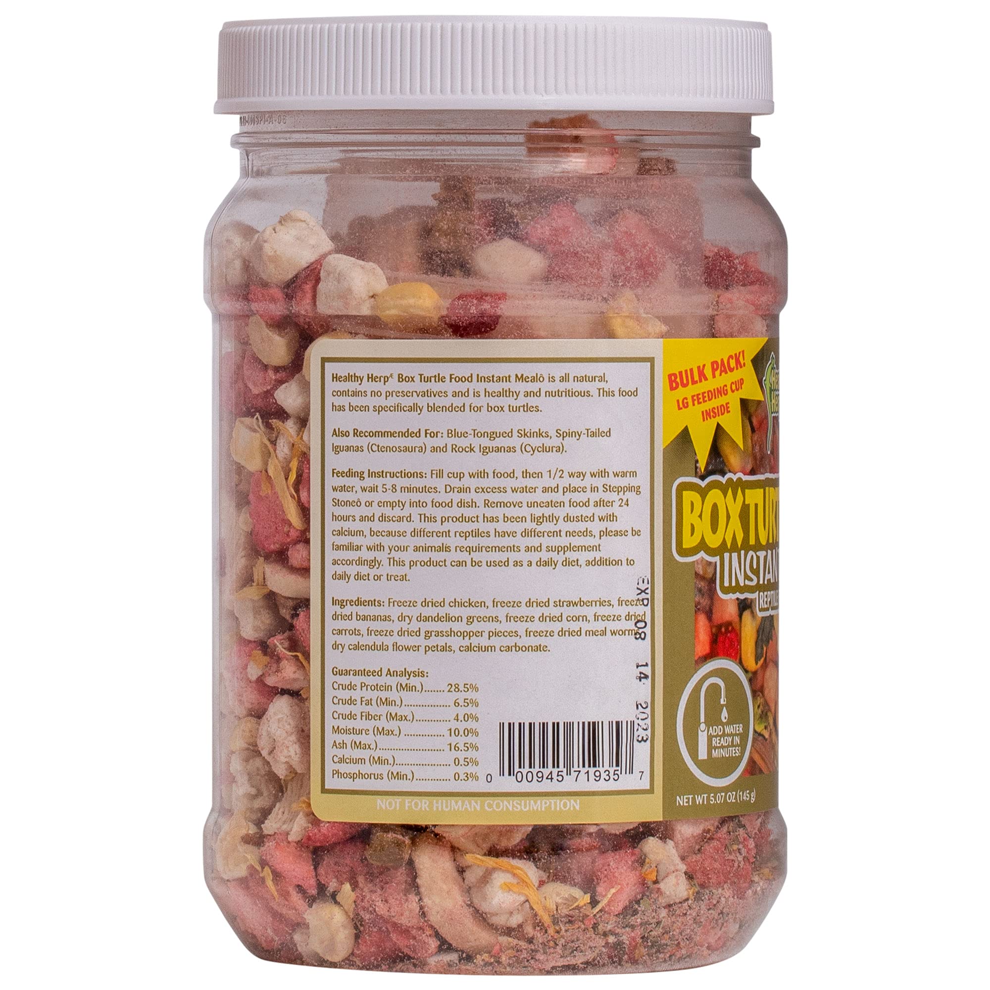 Nutritious blend of freeze-dried meat, fruit, and vegetables in Healthy Herp mix