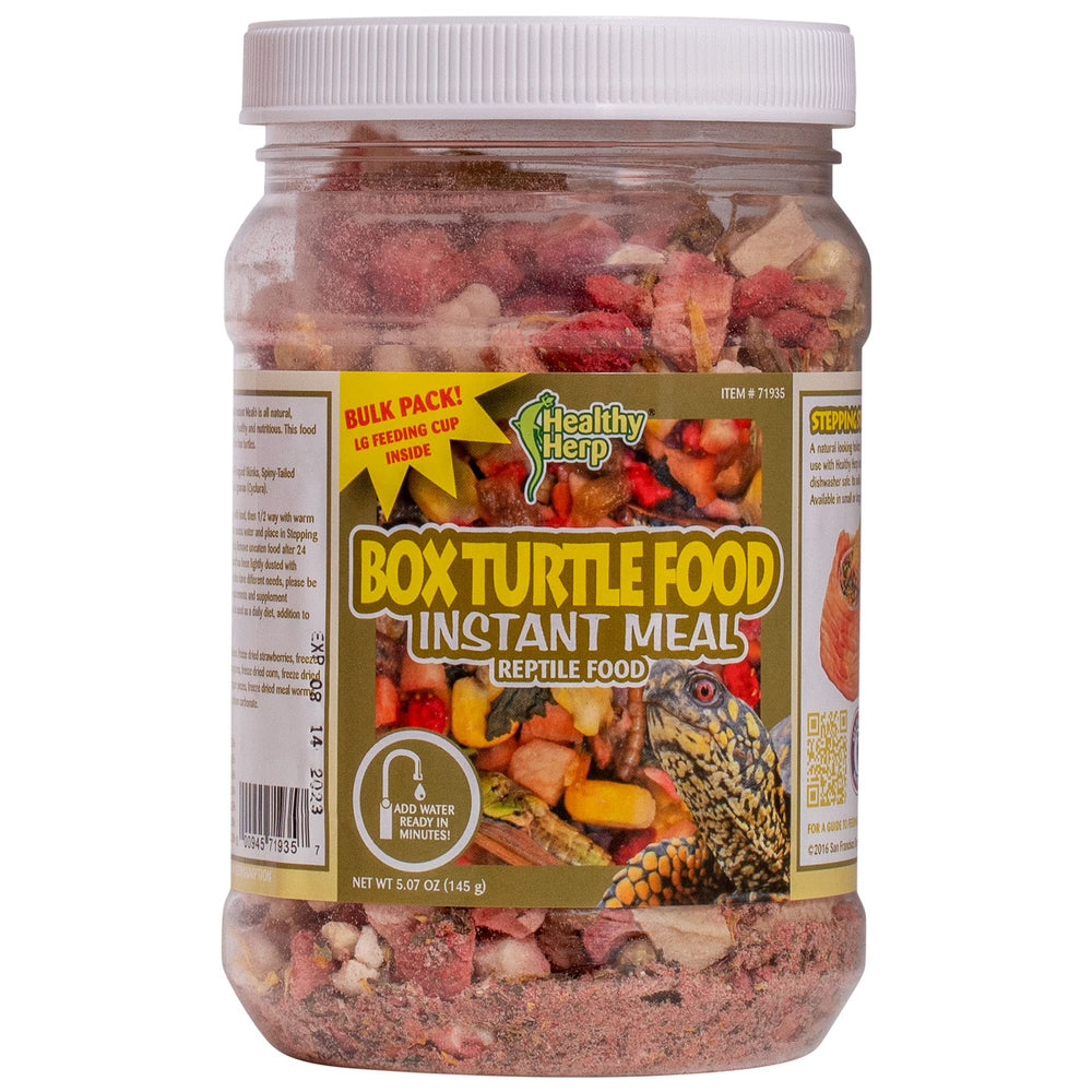 Storage and care scene for Healthy Herp Turtle Food bulk pack