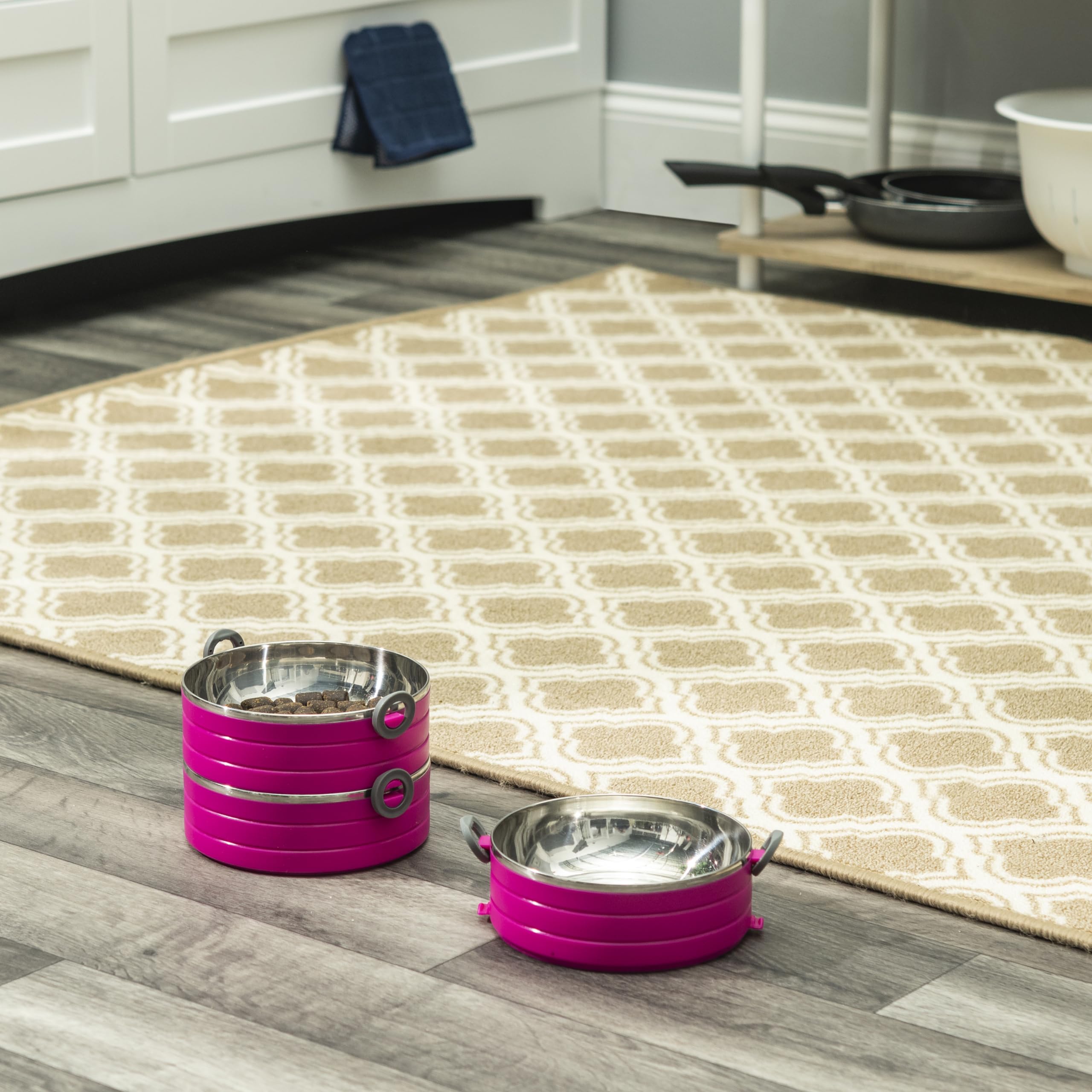 Healthy Human travel bowls leak-proof top demonstrates spill-free water on outings.