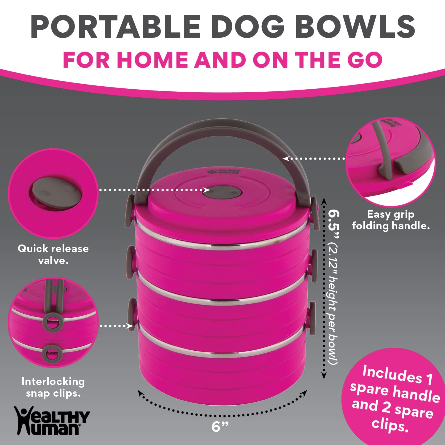 Healthy Human spare clip and handle detail enhances versatile packing for trips.