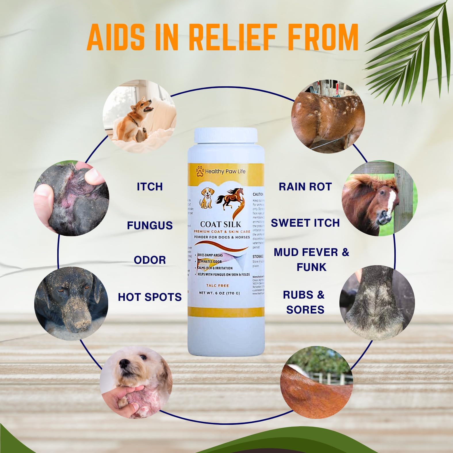 Healthy Paw Life Coat Silk Powder dispensing action for easy, mess-free application.