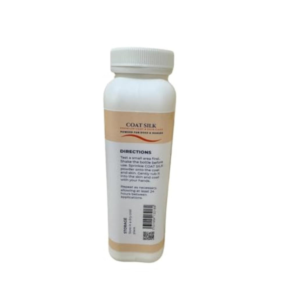 Healthy Paw Life Coat Silk Powder talc-free formula promotes cleaner, refreshed coats.