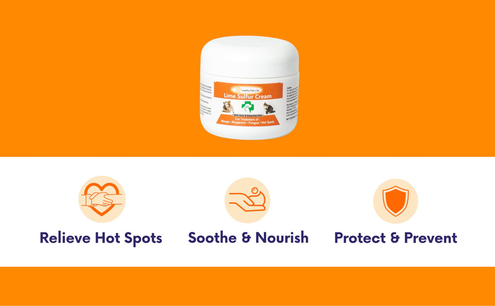 Healthy Paw Life lime sulfur cream used on dogs during routine care.