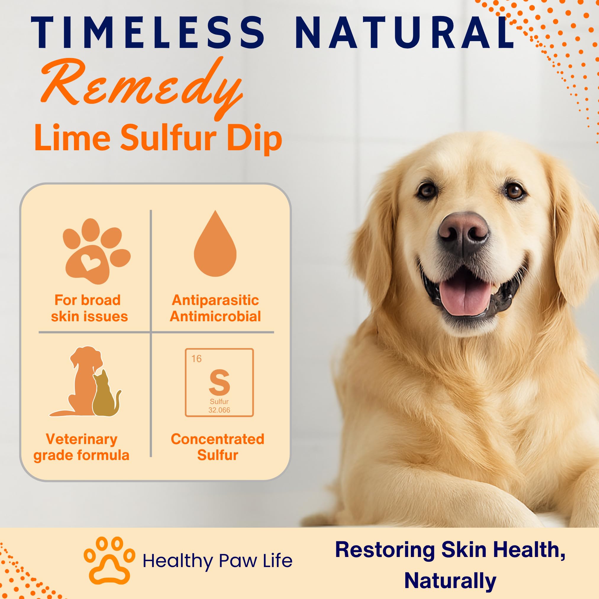 Healthy Paw Life lime sulfur dip applied to a dog for itchy skin.