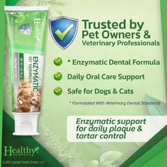 Healthy Surplus 5-enzyme system shown for dogs and cats dental care