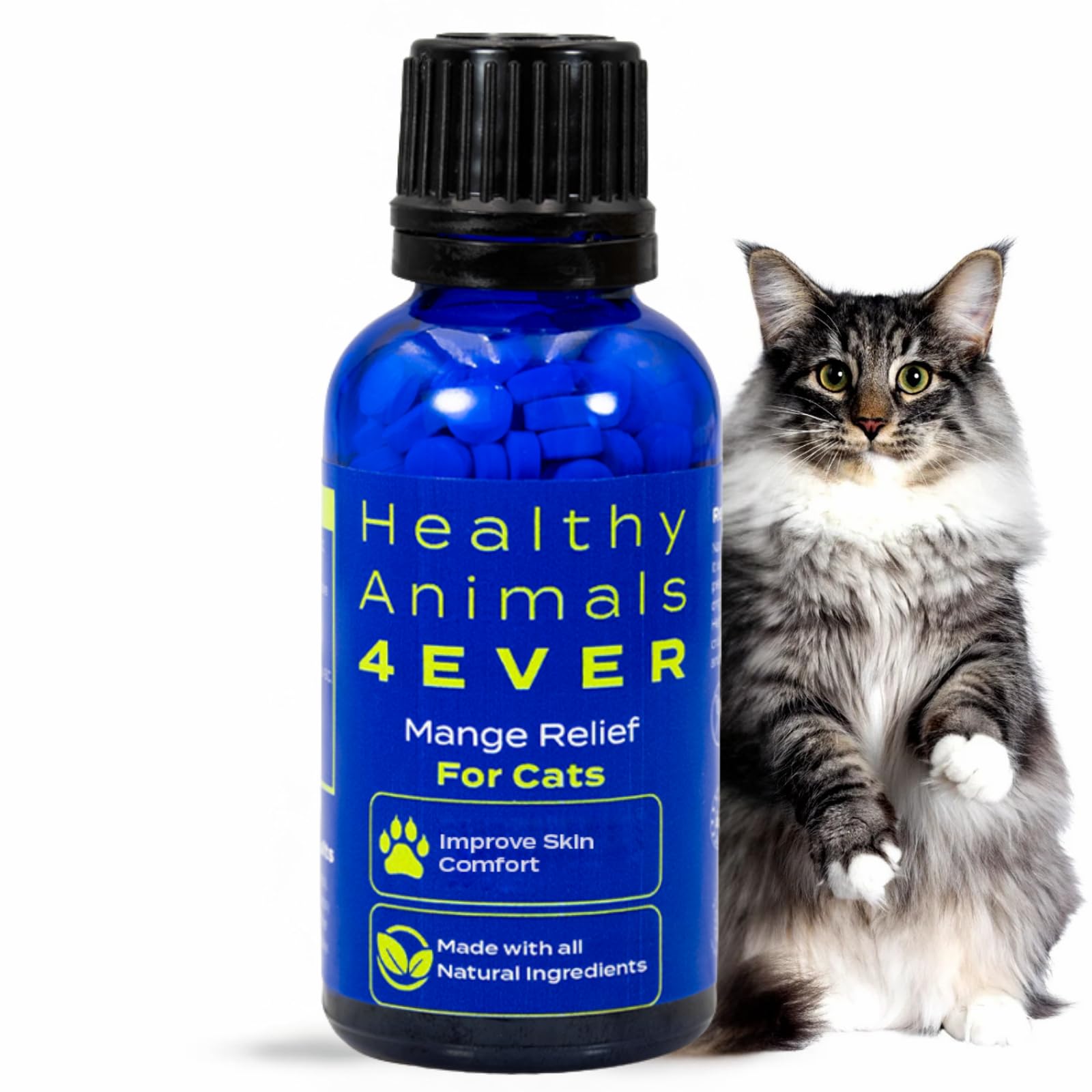 HealthyAnimals4Ever mange relief cats bottle offers natural itch relief for cats.