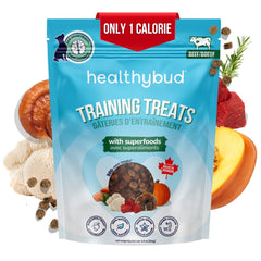 Healthybud mini dog training treats closeup shows soft texture ideal for puppies.