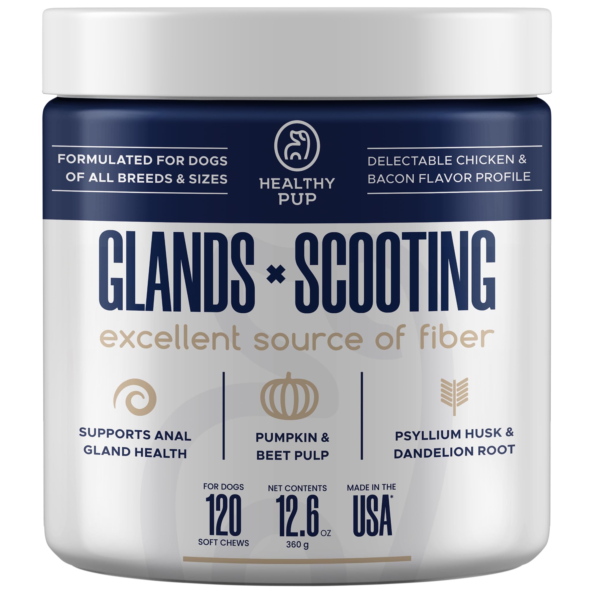 Healthy Pup Glands soft chews for dogs promoting bowel support daily