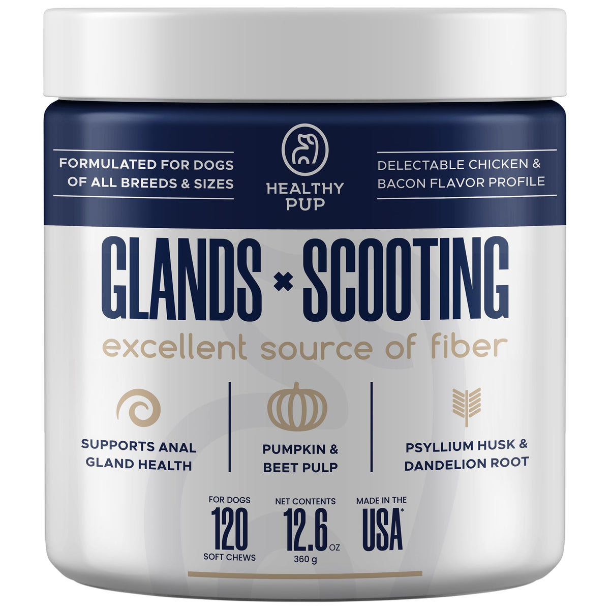 Healthy Pup Glands soft chews for dogs promoting bowel support daily