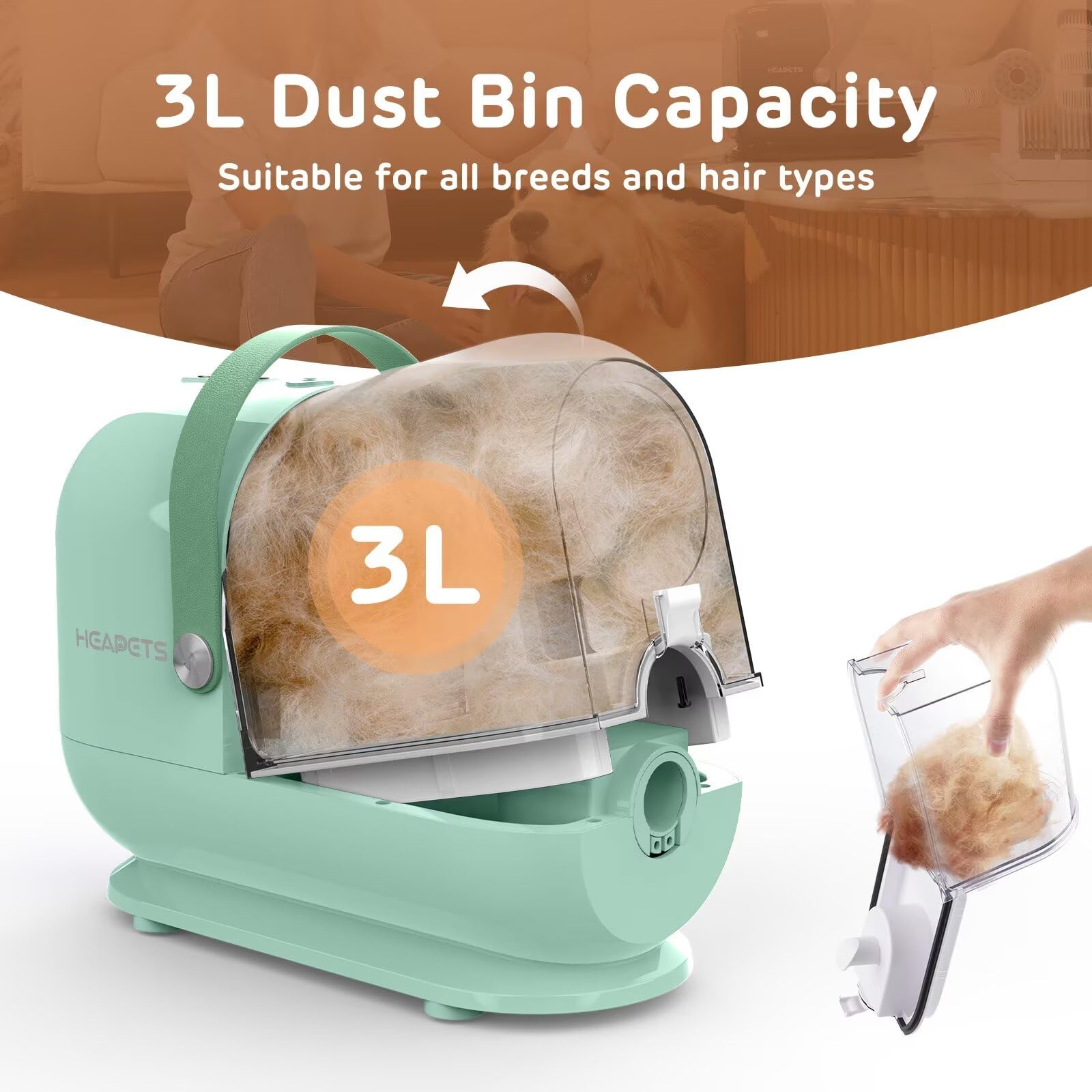 HEAPETS deshedding brush helps reduce shedding and promote a smooth coat.