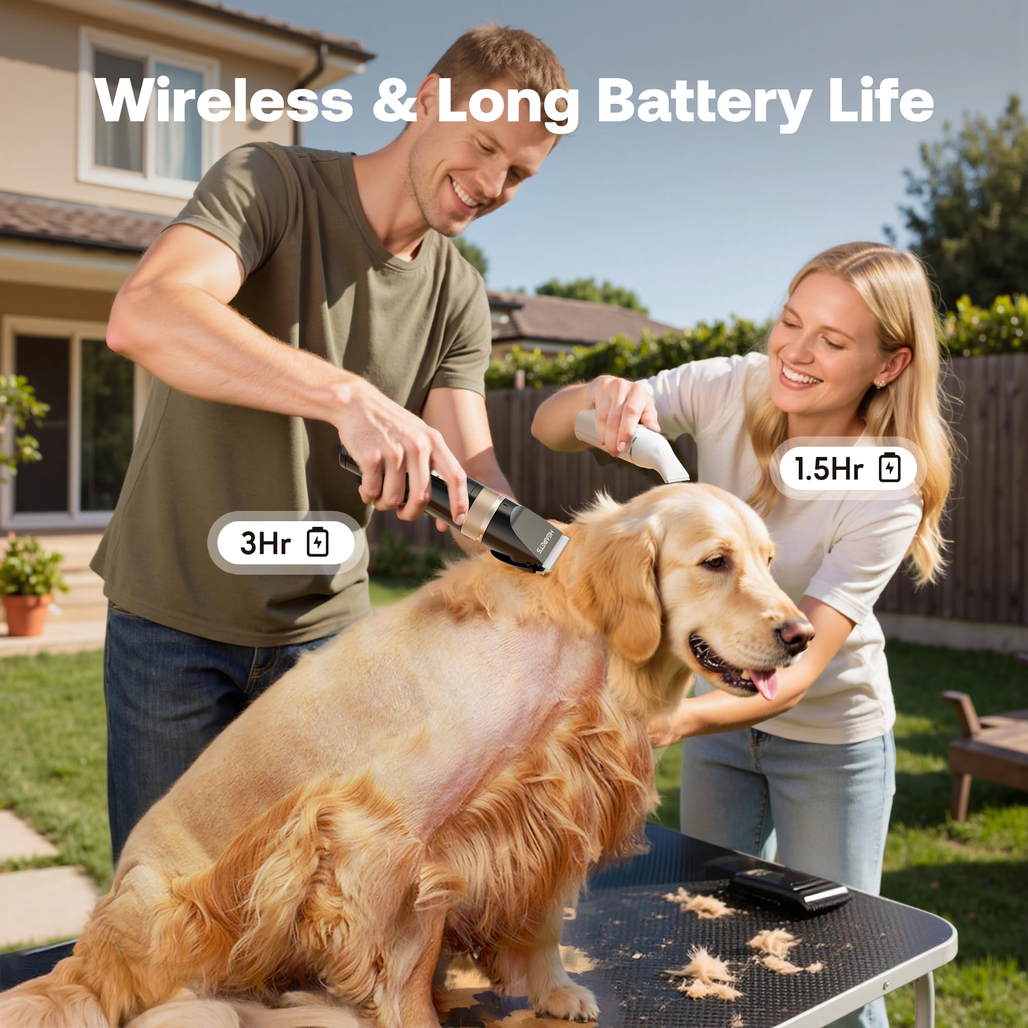HEAPETS dog hair clippers detachable blades for easy cleaning and versatility.