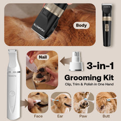 HEAPETS dog hair clippers face trim for refined appearance with quiet operation.