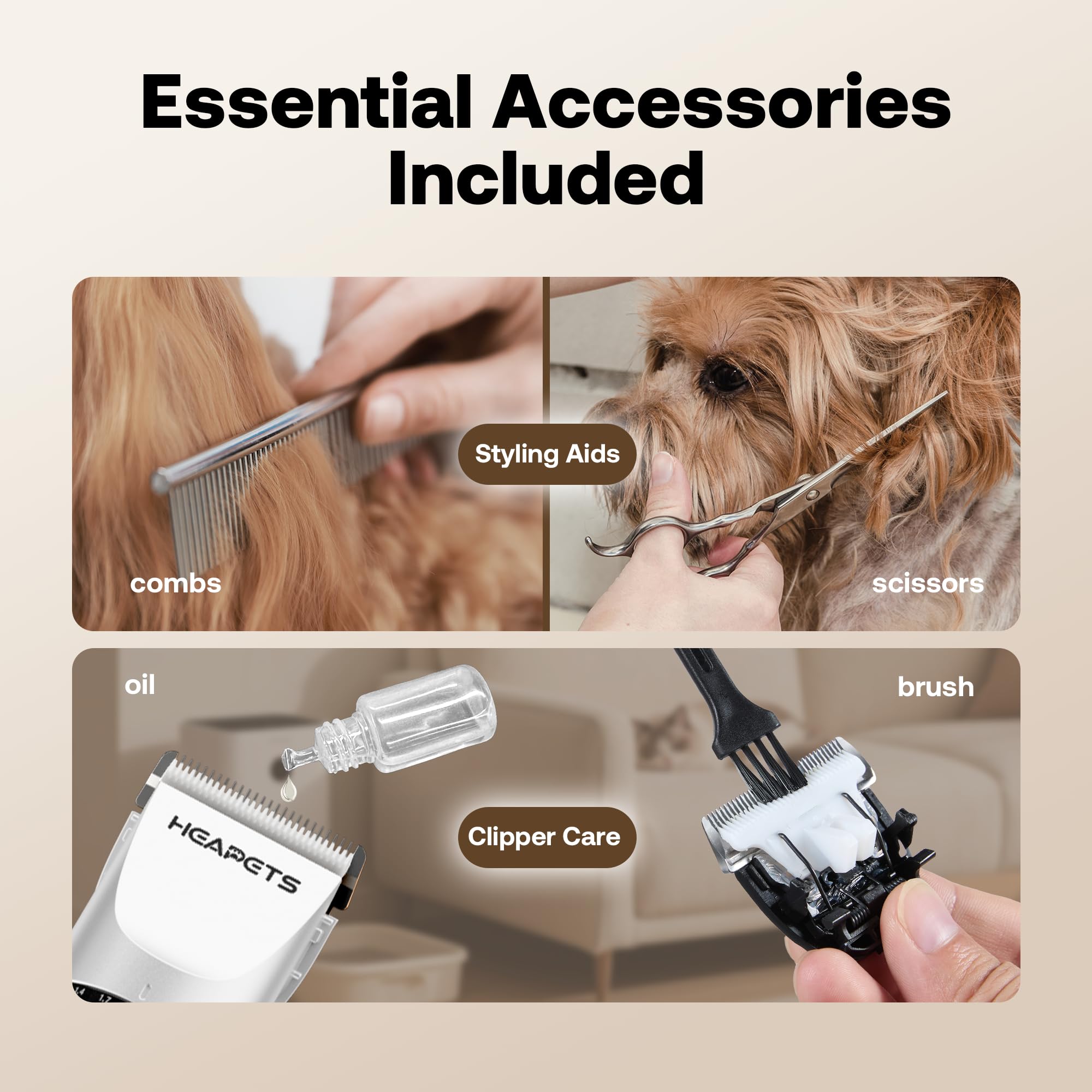 HEAPETS ergonomic cordless design for comfort during grooming.