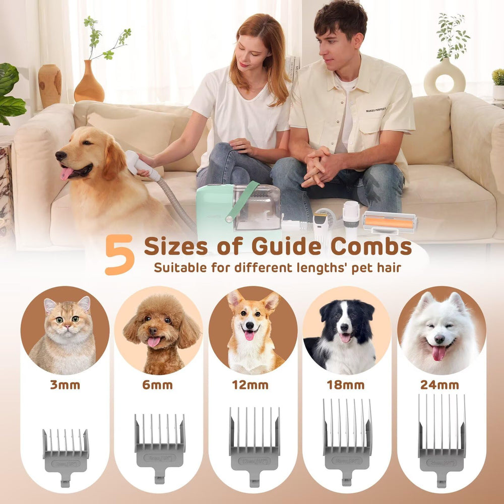 HEAPETS low-noise vacuum minimizes stress while grooming your dog at home.