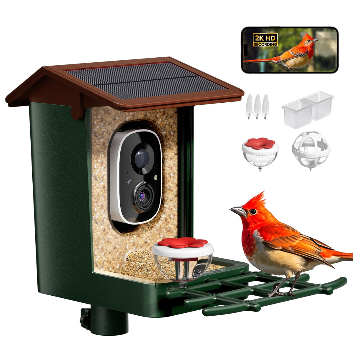 HEAPETS Smart Bird Feeder Camera 2K Video delivers crisp live footage for easy birdwatching.