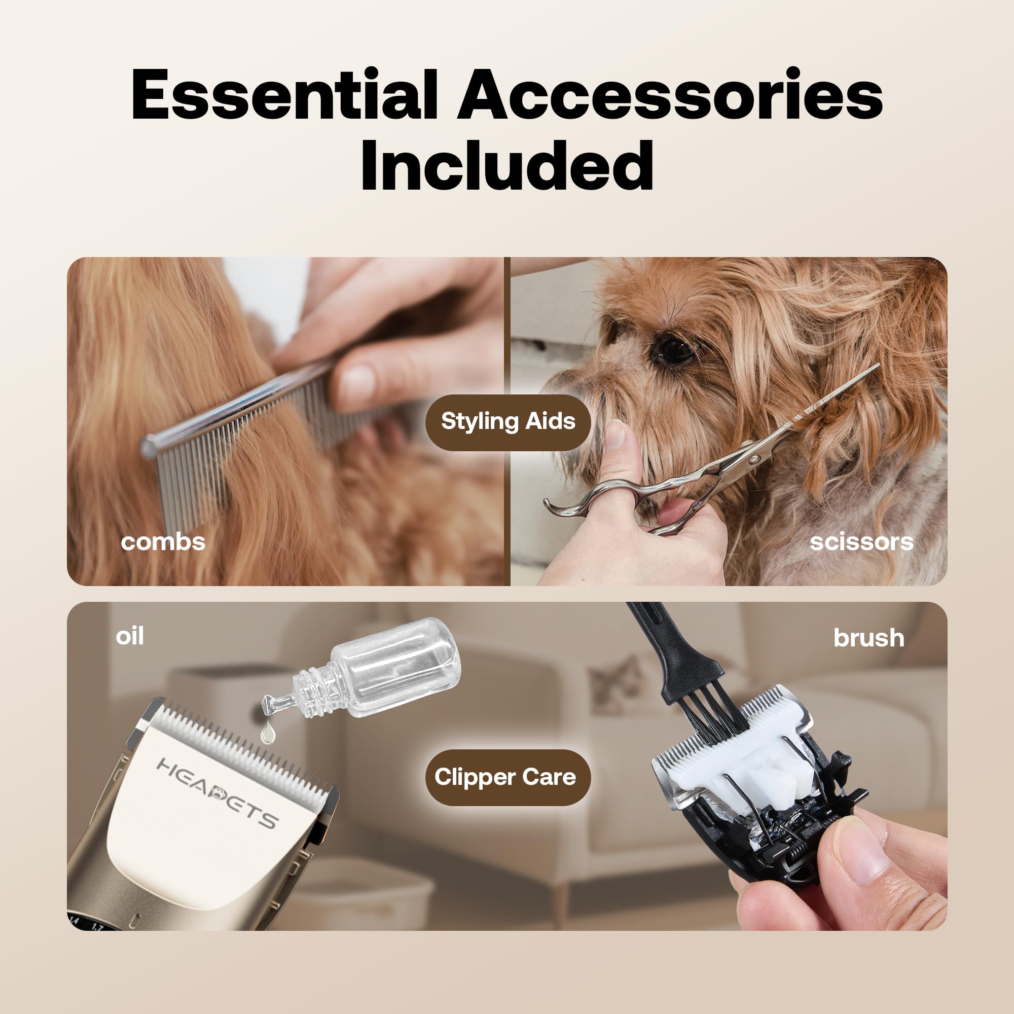 HEAPETS waterproof detachable blade makes cleaning simple after baths.