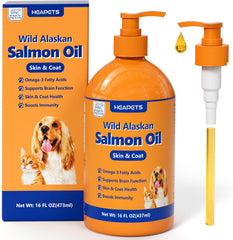 HEAPETS Wild Alaskan Salmon Oil bottle with pump for easy dosing and skin support