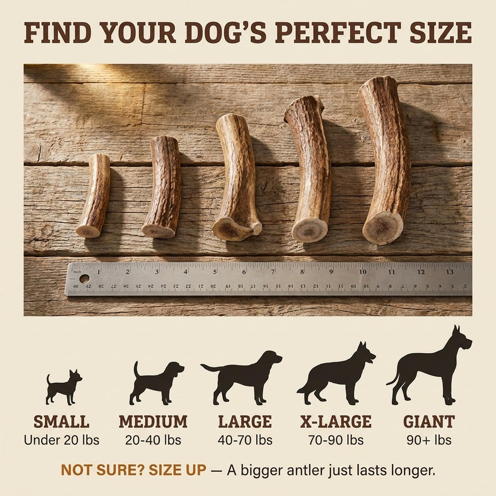 Heartland Antlers large-dog chew suited for 40-80 lb dogs in crate