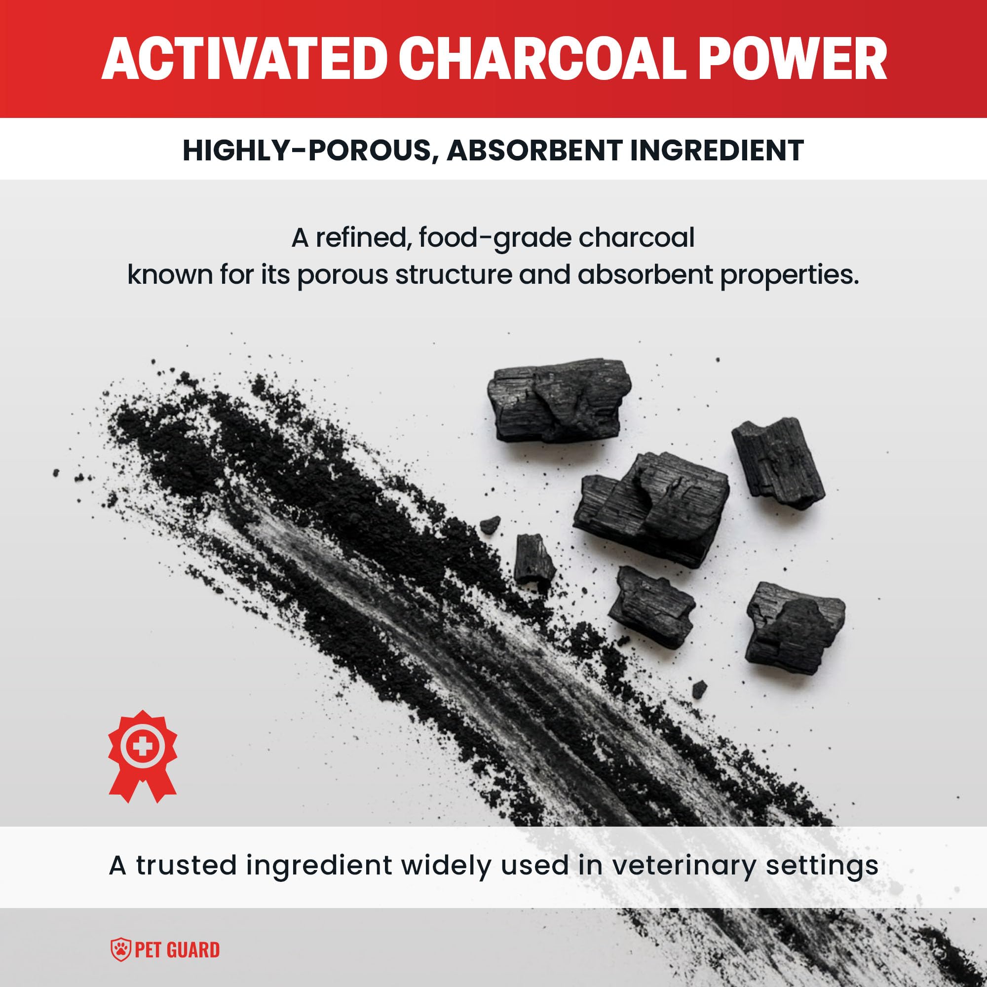 Heartwen chicken-flavored charcoal gel encourages easier administration during use.