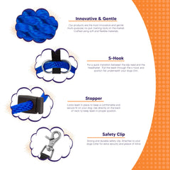 Heather's Heroes Sidekick dog headcollar blue demonstrates training basics