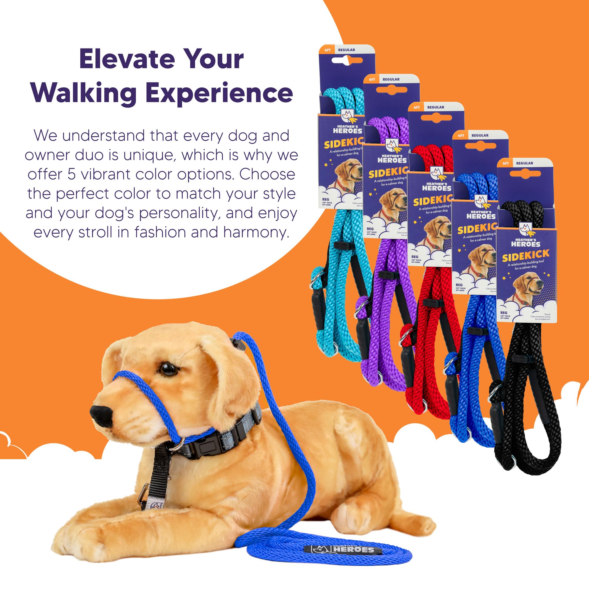 Heather's Heroes Sidekick reactivity training blue supports calmer outings