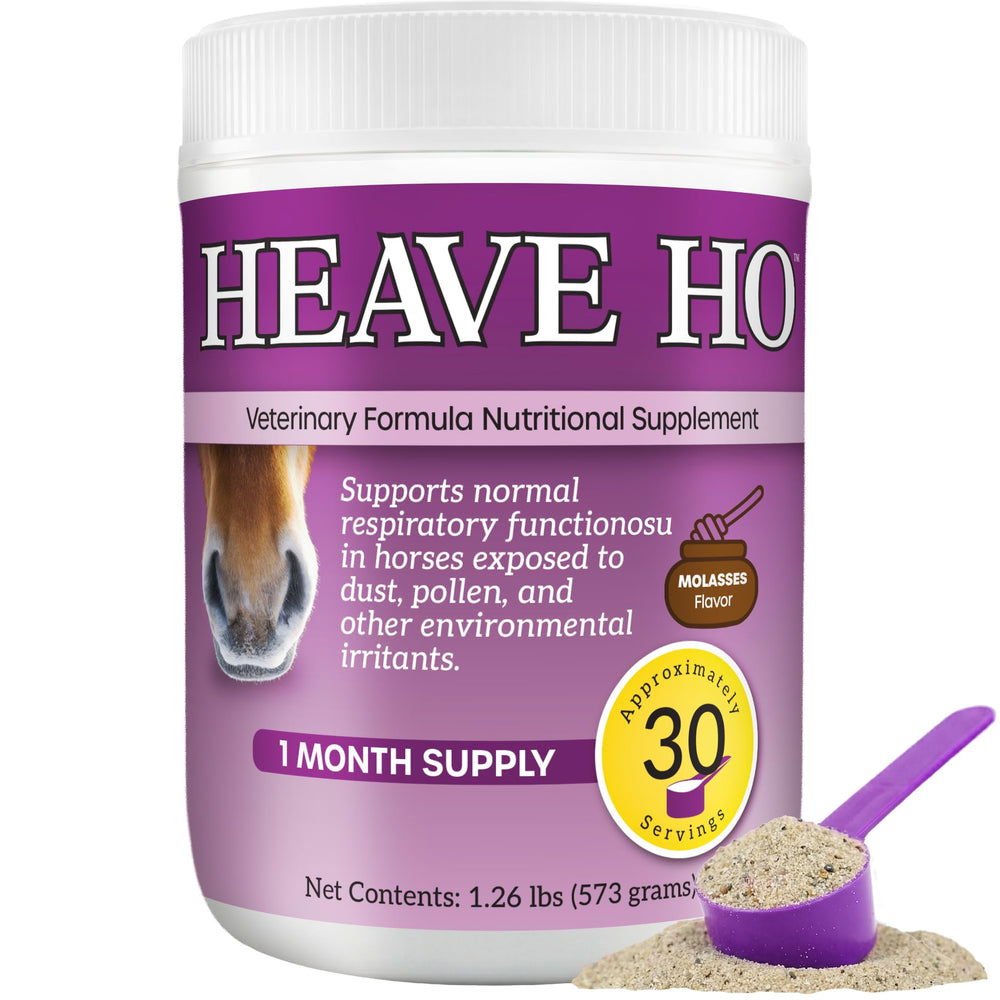 Heave Ho equine supplement bottle for daily airway support.
