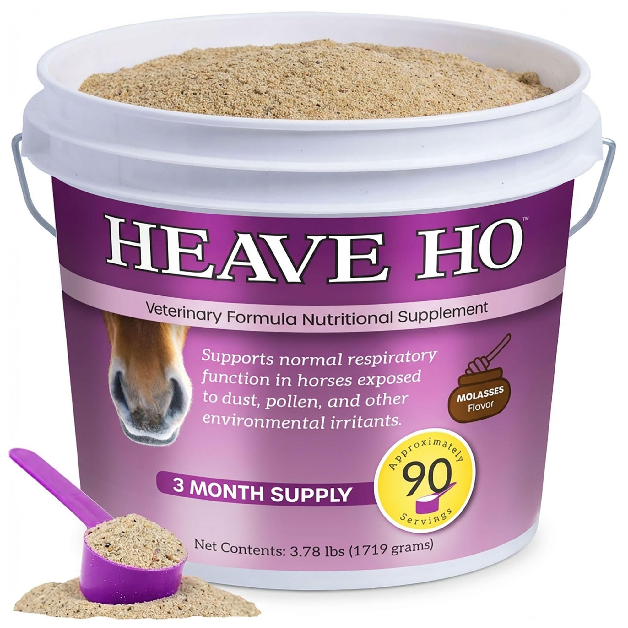 HEAVE HO vet-developed badge signals trusted formulation for daily respiratory support.