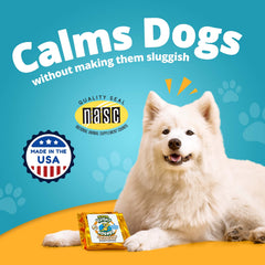 Square Heavenly Hounds chews with peanut butter flavor ready to serve.