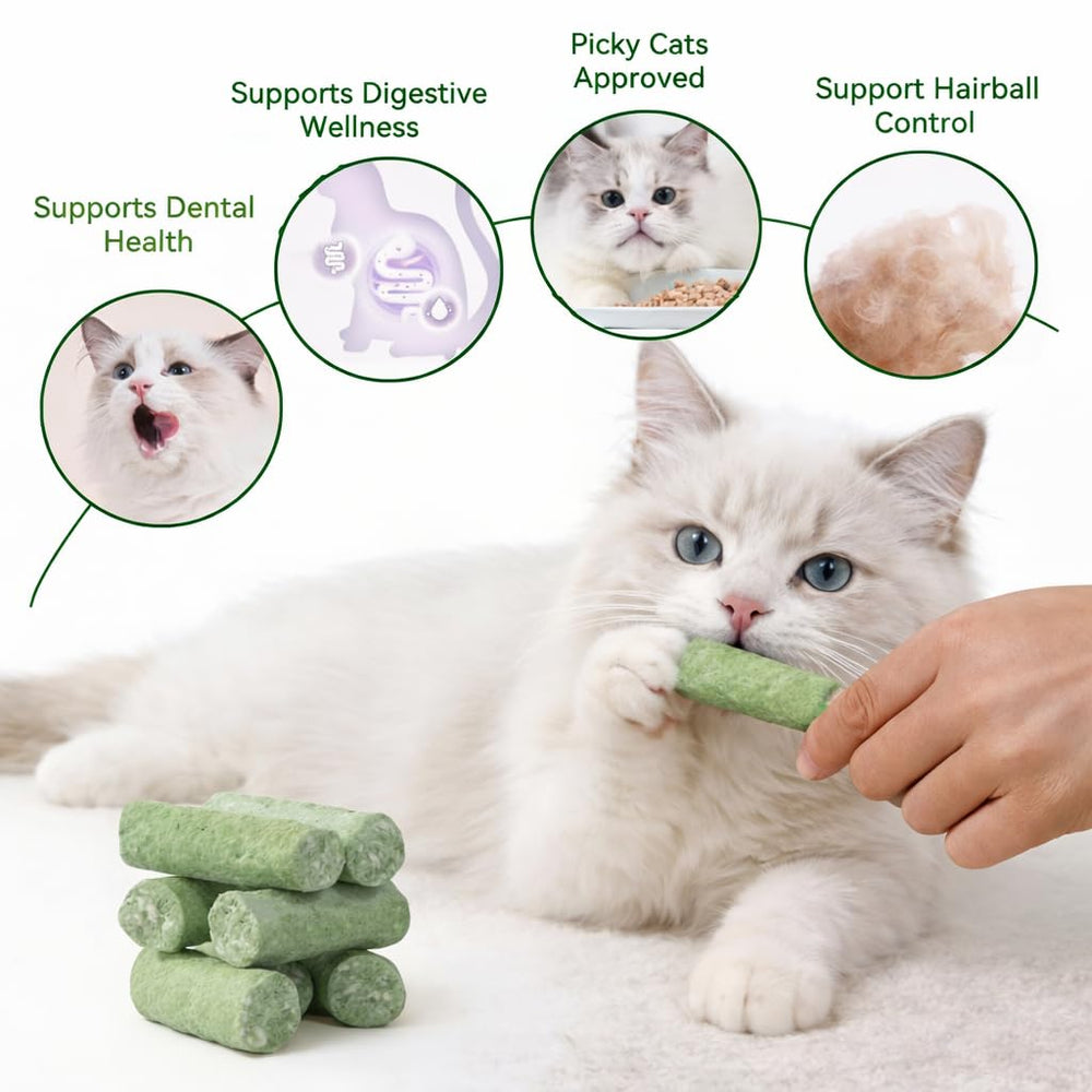 Heckin Yum prebiotic FOS image showing added prebiotics for indoor cat digestive balance.