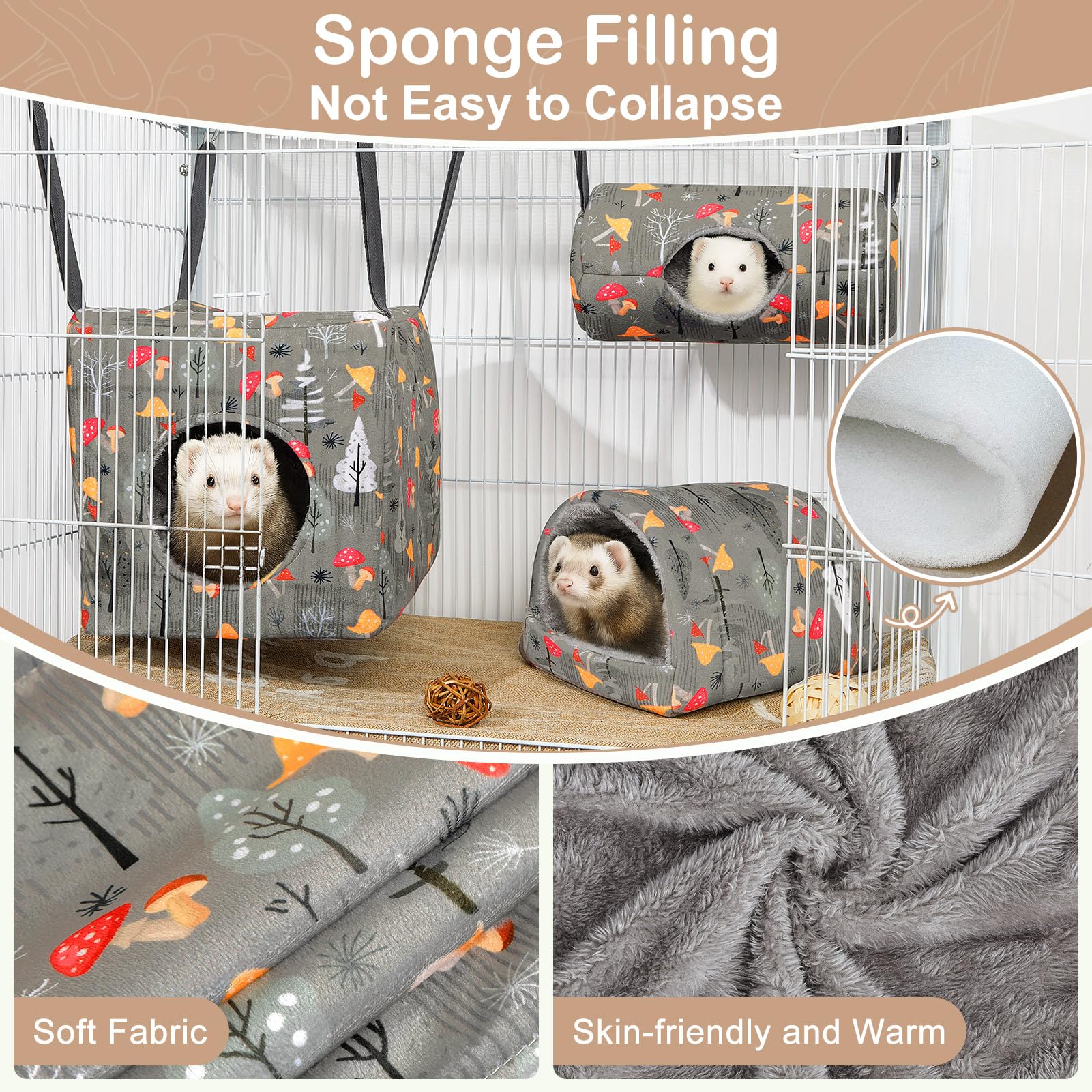 Hedgeink chinchilla-hammock-cozy-nest features plush interior for warm, comfy days.