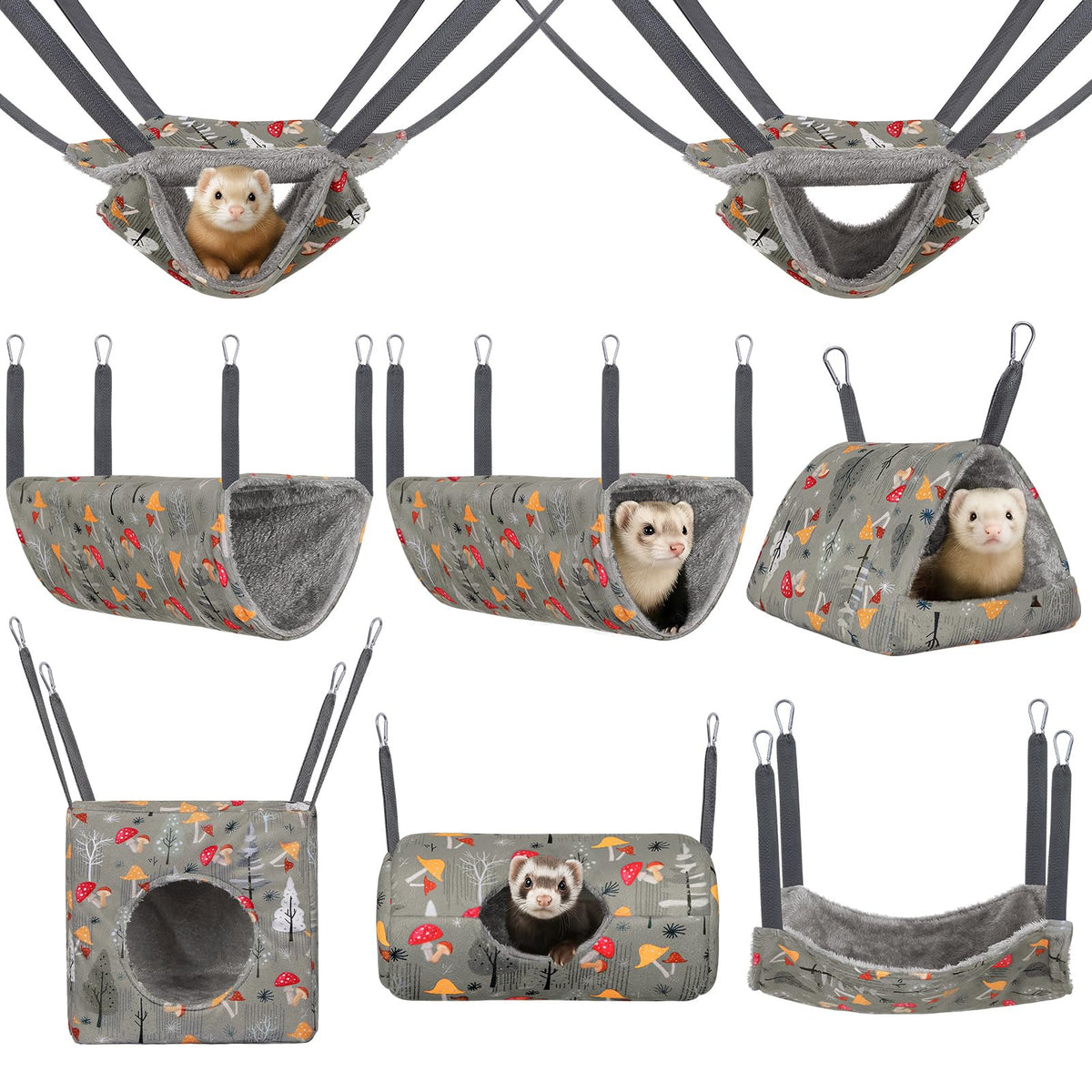 Hedgeink ferret hammock 8-pack top view showcasing versatile rest options for small pets.