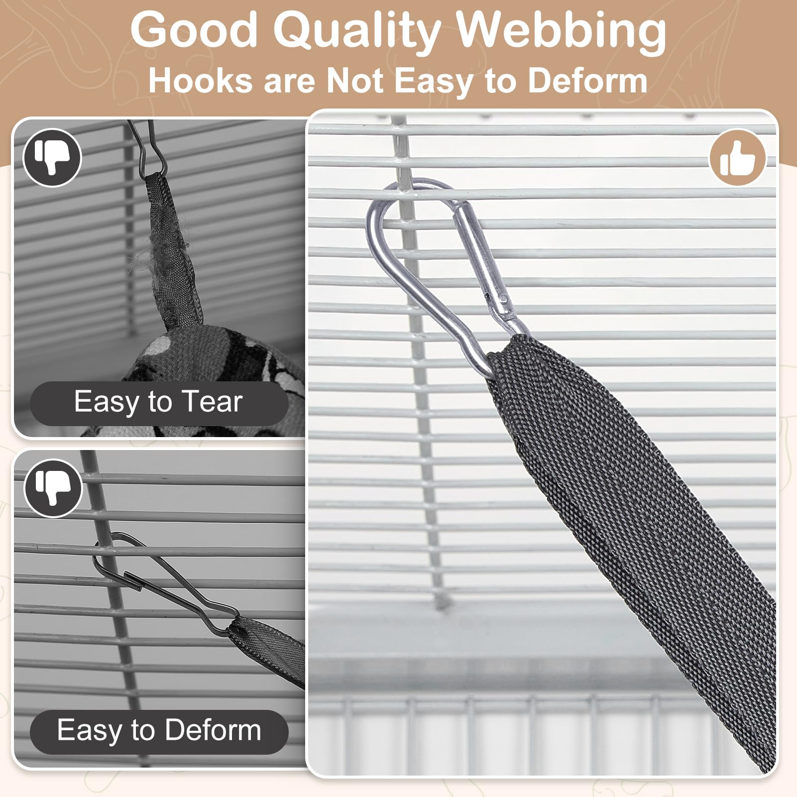 Hedgeink hammock easy-hang-hooks demonstrates simple installation inside cage for quick setup.