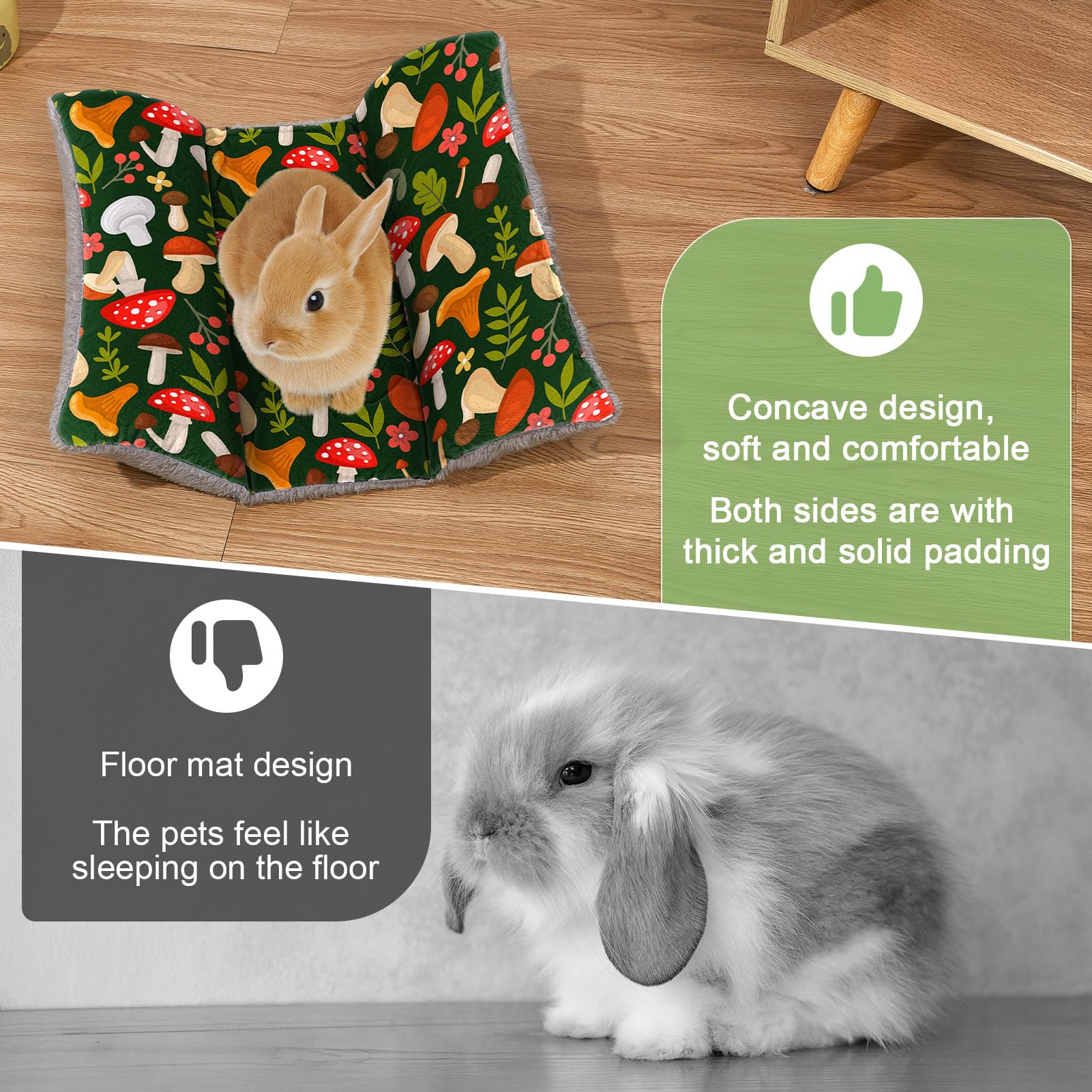 Hedgeink Rabbit Bed arctic velvet reverse demonstrates versatile warmth and easy dirt resistance.